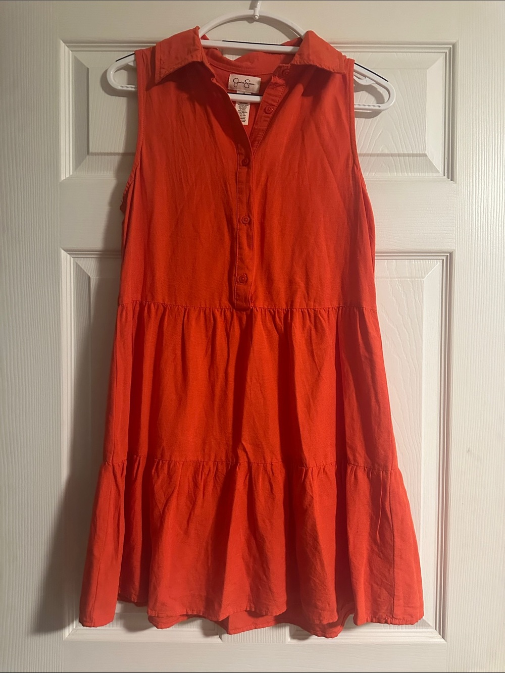 Jessica Simpson Sleeveless red/Orange Tiered Shirt Dress